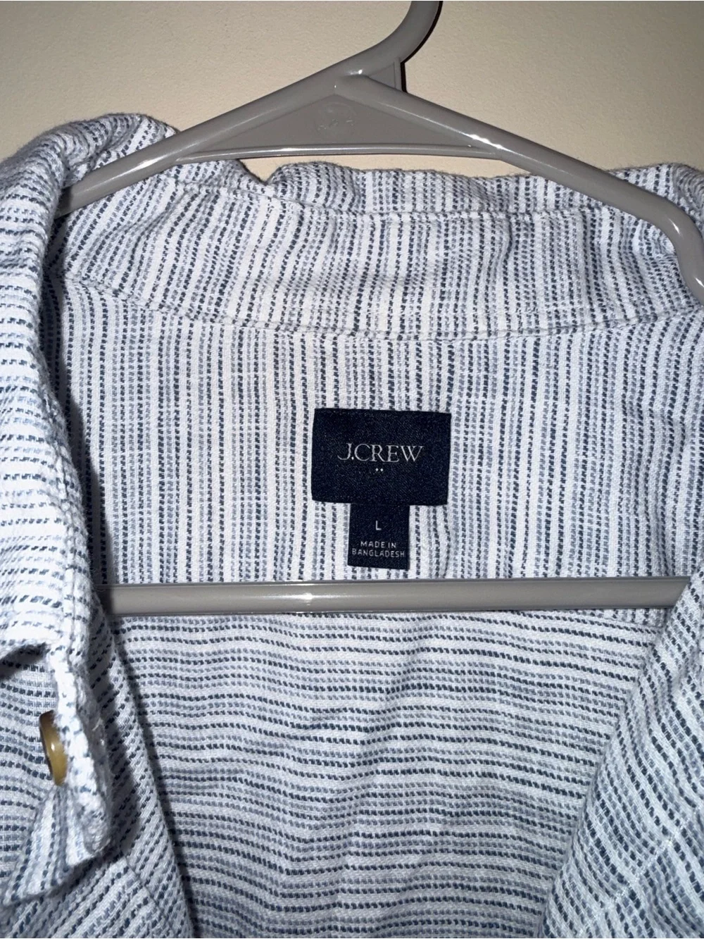 J. Crew Men's Light Blue & White Striped Lightweight Shirt Jacket
